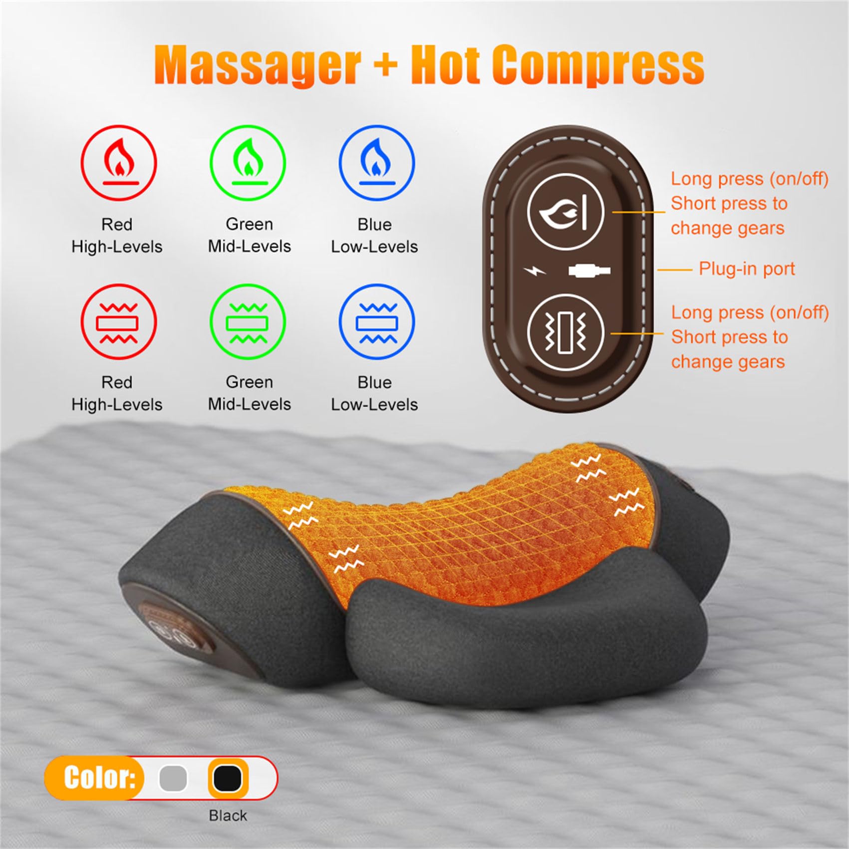 Cervical Neck Traction Pillow with Heat & Vibration Massage