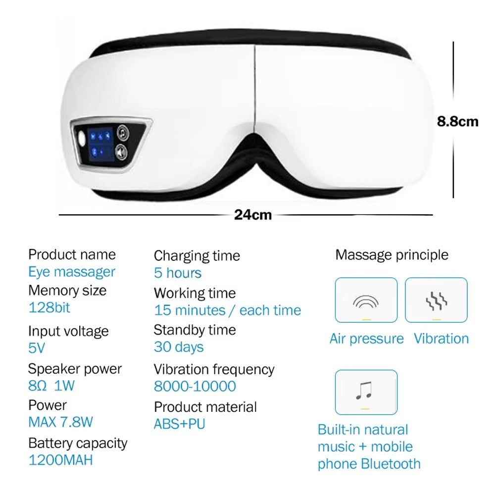 Eye Massager with Heat & Bluetooth Music – 4 Modes