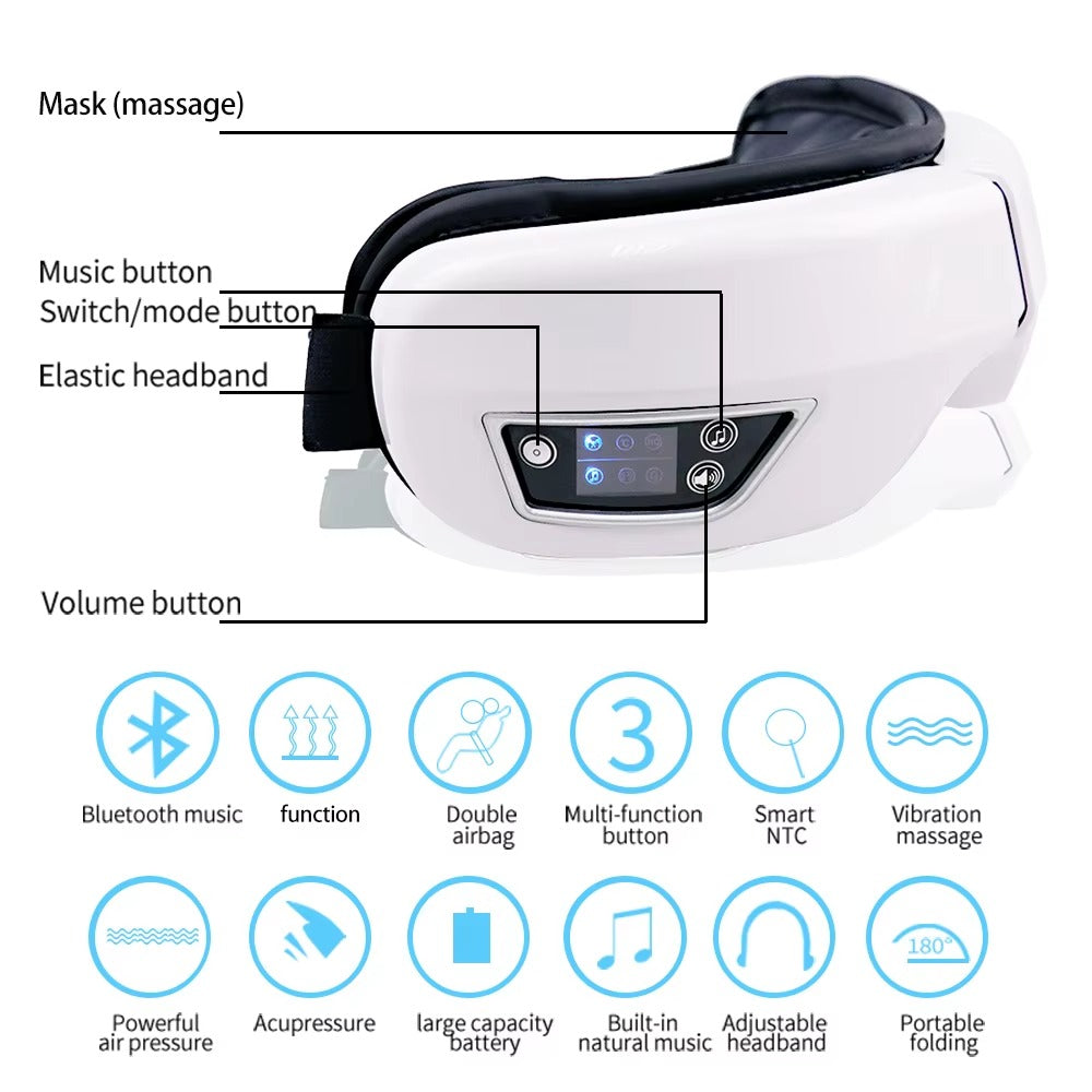 Eye Massager with Heat & Bluetooth Music – 4 Modes