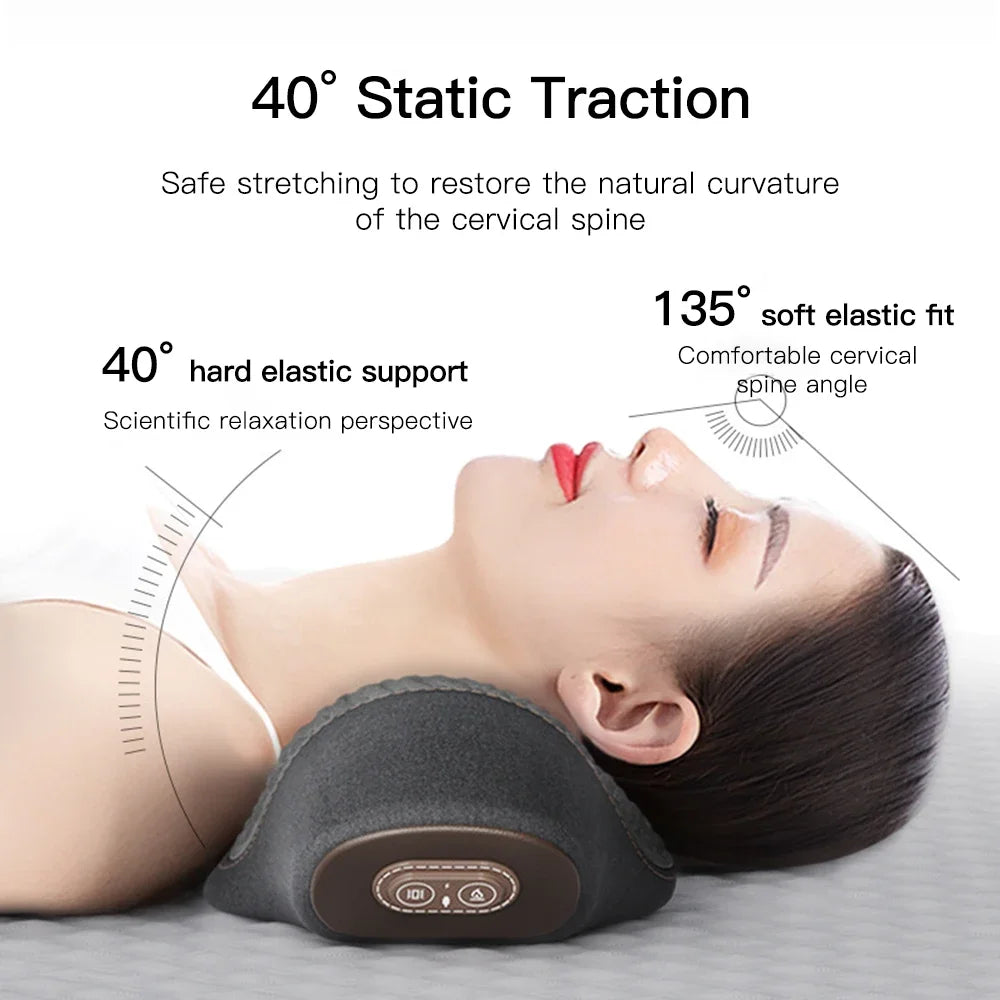 Cervical Neck Traction Pillow with Heat & Vibration Massage